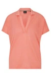 Hugo Boss Linen-blend Top With Johnny Collar In Light Purple