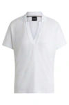 Hugo Boss Linen-blend Top With Johnny Collar In White