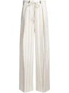 Hugo Boss Womens Open Miscellaneous Pinstriped Wide-leg High-rise Stretch Linen-blend Trousers In Neutrals