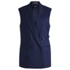Hugo Boss Linen-blend Waistcoat With Adjustable Buckled Strap In Blue