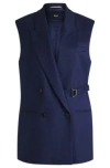 Hugo Boss Linen-blend Waistcoat With Adjustable Buckled Strap In Light Blue