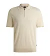 HUGO BOSS LINEN-BLEND ZIP POLO SHIRT