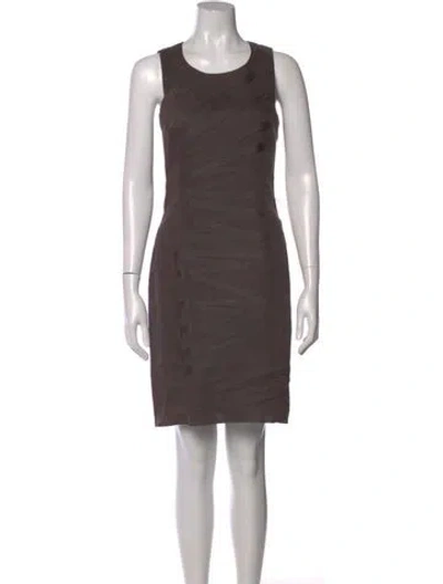 Pre-owned Hugo Boss Linen Knee-length Dress In Brown
