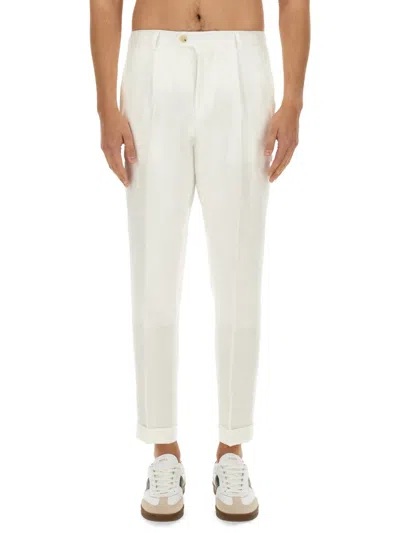 Hugo Boss Boss Linen Tailored Trousers In White