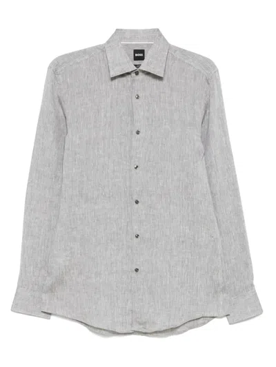 Hugo Boss Linen Shirt In Green