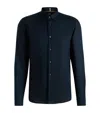 Hugo Boss Regular-fit Button-down Shirt In Linen In Black