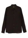Hugo Boss Linen Shirt In Brown