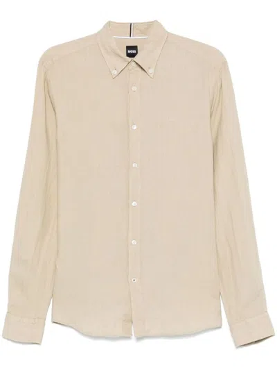 Hugo Boss Embroidered Shirt In Neutral
