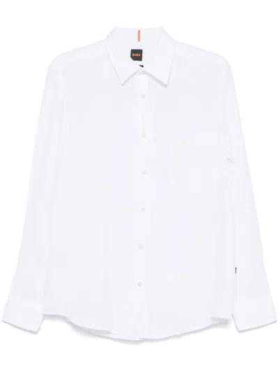 Hugo Boss Linen Shirt In White