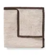 Hugo Boss Silk-linen Pocket Square With Contrast Border In Brown