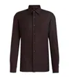 Hugo Boss Boss Camel Brown Slim Fit Linen Shirt With Button-down Front In Brown