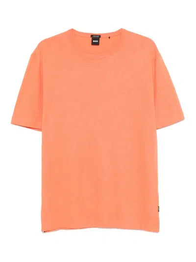 Hugo Boss Linen T-shirt In Orange