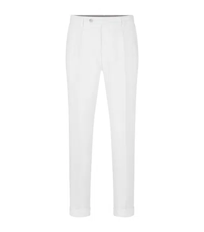 Hugo Boss Linen Tailored Trousers In White