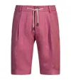Hugo Boss Tapered-fit Shorts In Wrinkle-resistant Linen In Pink
