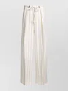 Hugo Boss Linen Trousers With Pleated Wide Leg In White
