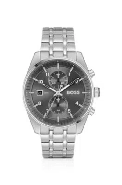 Hugo Boss Link-bracelet Chronograph Watch With Gray Dial Men's Watches In Assorted-pre-pack