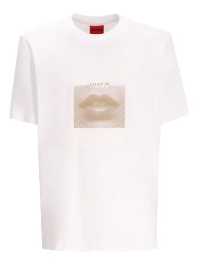 Hugo Boss T-shirt Mit Lippen-print In White