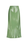 Hugo Boss Green Metallic Midi Skirt In Light Green