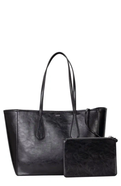 Hugo Boss Faux-leather Shopper Bag With Detachable Pouch In Black