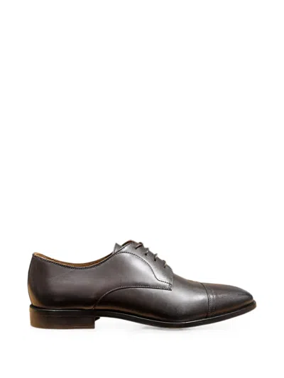 Hugo Boss Lisbon Cap-toe Lace-up Derby Shoes In Brown