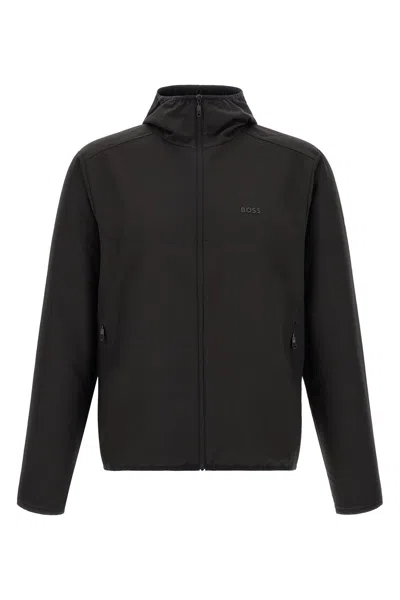 Hugo Boss Logo-detail Hooded Jacket In Black