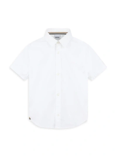 Hugo Boss Kids' Little Boy's & Boy's Short-sleeve Oxford Shirt In White