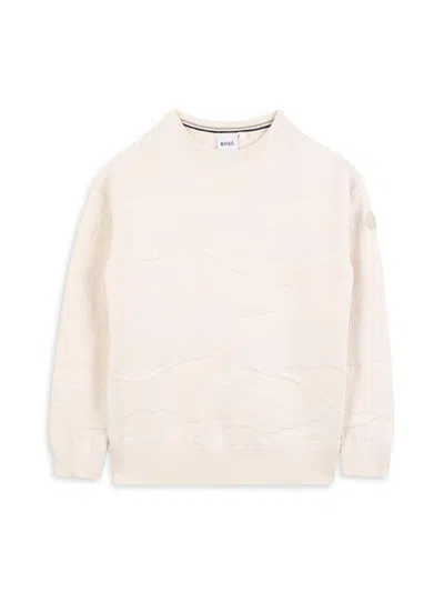 Hugo Boss Little Boy's Jacquard Crewneck Sweater In Nude