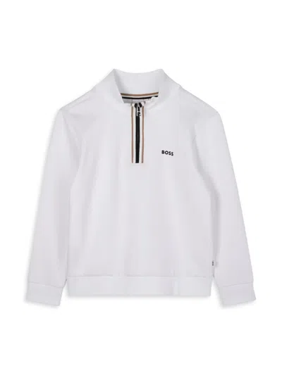 Hugo Boss Little Boy's Logo Half-zip Pullover In White