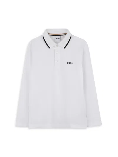 Hugo Boss Little Boy's Logo Long-sleeve Polo Shirt In White