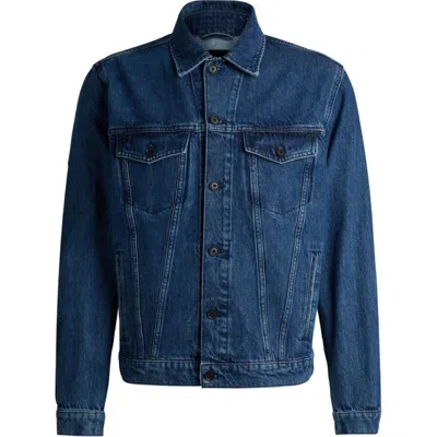 Hugo Boss Regular-fit Jacket In Blue Rigid Denim
