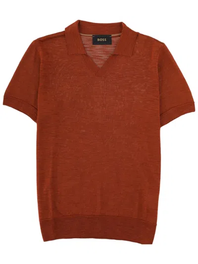 Hugo Boss L-naden Fine Knit Silk Polo Shirt In Transparent