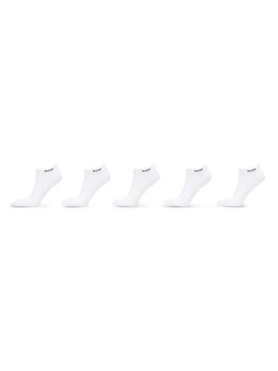 Hugo Boss Logo Ankle Socks (pack Of Five) In White