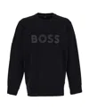 Hugo Boss Stretch-cotton Sweatshirt With Sandwich Logo In Black
