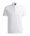 Hugo Boss Mercerized-cotton Polo Shirt With Double Monogram In White