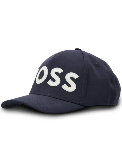 Hugo Boss Logo-appliqué Cotton Cap In Blue