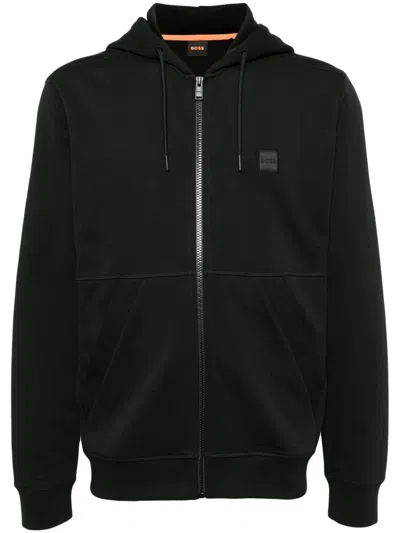 Hugo Boss Logo Hooded Jacket In Black