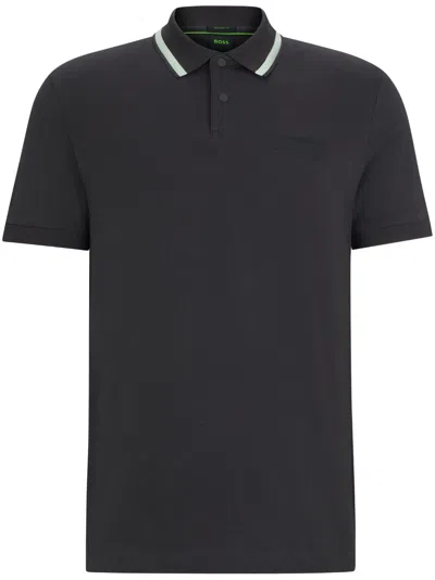 Hugo Boss Logo-appliqué Cotton Polo Shirt In Grey