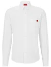 Hugo Boss Oxford-cotton Slim-fit Shirt With Woven Logo Label In White