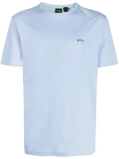 Hugo Boss Logo-appliqué Cotton T-shirt In Blau
