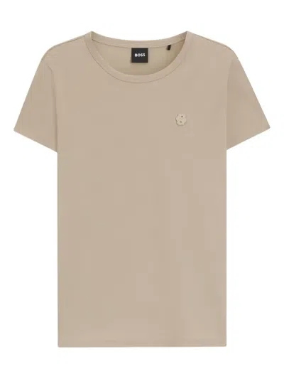 Hugo Boss Logo-appliqué Cotton T-shirt In Gray