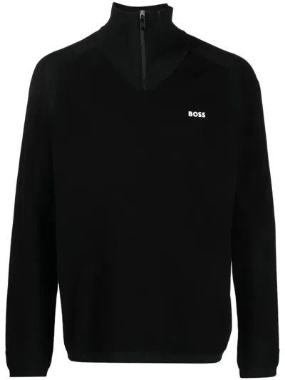 Hugo Boss Perform-x Quarter Zip Mens Jumper In Black 001