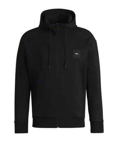 Hugo Boss Logo-appliqué Hoodie In Black