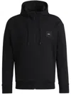 Hugo Boss Zip-up Hoodie With Logo Patch In Schwarz