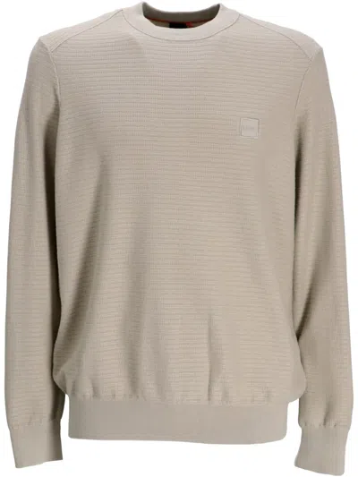 Hugo Boss Logo-appliqué Jumper In Neutrals