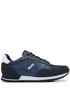 Hugo Boss Running-style Trainers In Mixed Materials With Raised Logo In Blue