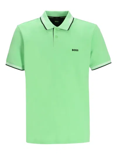 Hugo Boss Logo-appliqué Polo Shirt In Green