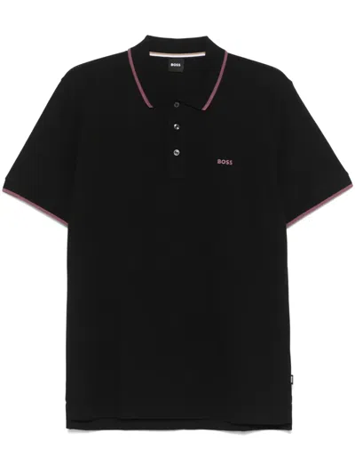 Hugo Boss Logo-appliqué Polo Shirt In Black