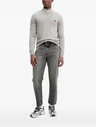 Hugo Boss Logo-appliqué Polo Shirt In Gray