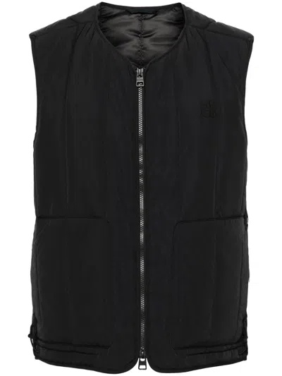 Hugo Boss Logo-appliqué Quilted Gilet In 黑色