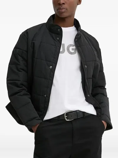 Hugo Boss Logo-appliqué Quilted Jacket In Black